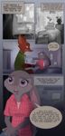  anthro canine clothed clothing comic disney female fox green_eyes hi_res judy_hopps lagomorph littlepolka male mammal nick_wilde purple_eyes rabbit text zootopia 