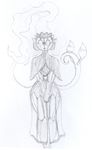  2016 anthro anthrofied chandelure clothed clothing female fire latiar looking_at_viewer monochrome nintendo pok&eacute;mon pok&eacute;morph simple_background sketch solo traditional_media_(artwork) video_games white_background wide_hips 