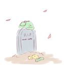  cucumber grave hat highres kawashiro_nitori key no_humans sketch tombstone touhou white_background yoruny 