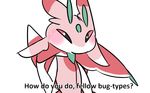  arthropod blush english_text female flora_fauna insect lurantis mantis nintendo plant pok&eacute;mon red_sclera solo text video_games 