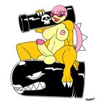  absurd_res balls big_penis breasts bullet_bill dickgirl doomington eyewear hi_res humanoid intersex koopa koopaling mario_bros nintendo penis roy_koopa scalie simple_background sunglasses video_games 