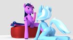  2016 animal_genitalia animal_penis cutie_mark dickgirl duo equine equine_penis erection female friendship_is_magic fur hair horn intersex lizard3d mammal multicolored_hair my_little_pony navel nude penis purple_eyes purple_fur purple_hair sitting spread_legs spreading thick_penis trixie_(mlp) twilight_sparkle_(mlp) two_tone_hair unicorn 