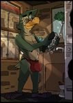  avian bathing beak bird building clothing dishes eyewear faucet feathers giovanni glasses green_feathers inside jockstrap kaisertaylorproducts machine male mature nintendo penguin pok&eacute;mon sink soap solo spanish_text text tree underwear video_games window yellow_beak 