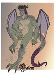  2016 anthro balls claws dragon flaccid horn humanoid hybrid invalid_tag male navel orc penis red_eyes scalie simona sitting solo talons wings 