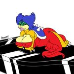 absurd_res anthro balls big_breasts breasts bulge clothed clothing dickgirl doomington dress hi_res intersex koopa koopaling looking_at_viewer ludwig_von_koopa mario_bros musical_instrument nintendo piano robinebra scalie signature simple_background solo video_games white_background 