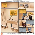  blue_hair cat comic dialogue english_text feline fur hair james_howard male mammal orange_eyes orange_fur patreon text 