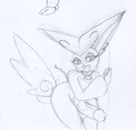  2016 ambiguous_penetration anthro anthrofied bent_over butt collar disembodied_penis fur half-closed_eyes humanoid_penis latiar legendary_pok&eacute;mon male male/male monochrome nintendo open_mouth penetration penis pok&eacute;mon pok&eacute;morph simple_background sketch solo tongue tongue_out traditional_media_(artwork) victini video_games white_background 