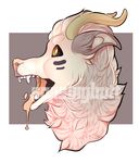  2016 canine curled_horns digital_media_(artwork) fangs feral fur grey_fur mammal portrait saliva sojisbigbutt tongue watermark white_fur yellow_eyes 