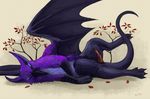  2016 anchee avian balls beak claws dragon drake_griffin erection eyes_closed feral fur gryphon hybrid lying male on_side penis plant pointy_ears purple_fur shrub side_view simple_background solo wings 