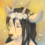  bust_portrait cervine deer diesel_wiesel eyes_closed female flower girly mammal plant portrait solo wreath 