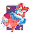 abstract_background bedding blanket blue_ribbon clothing curly_hair diaper dress female frilly_dress hair malachyte mammal red_panda ribbons sleeping spixy 