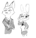  2016 anthro canine disney female fox judy_hopps judylavernehopps lagomorph male mammal nick_wilde rabbit sketch zootopia 