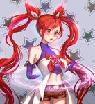  alternate_breast_size alternate_costume alternate_hair_color blush elbow_gloves jinx_(league_of_legends) league_of_legends long_hair magical_girl red_hair shorts solo star_guardian_jinx twintails very_long_hair 