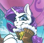  blue_eyes clothed clothing equine eyelashes female feral friendship_is_magic fur hair hi_res horn looking_at_viewer mammal my_little_pony nadnerbd purple_hair rarity_(mlp) smile solo unicorn white_fur 