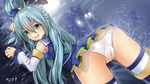  1girl aqua_(konosuba) ass bent_over blush cameltoe cowboy_shot hair_ornament kono_subarashii_sekai_ni_shukufuku_wo! long_hair moon night open_mouth outdoors panties partially_visible_vulva shiny shiny_hair shiny_skin sky solo stars tree underwear white_panties wtfaomfg 