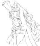  animal_ears armpits breasts commentary_request erune ferry_(granblue_fantasy) granblue_fantasy greyscale hat long_hair monochrome sideboob small_breasts solo sugoihi 