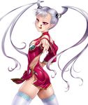  chinese_dress koryuu lilith-soft petite stockings taimanin_asagi taimanin_asagi_battle_arena twintails violet_eyes white_hair zol 