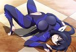  1girl ass blue_eyes breasts highres kaminashi_nozomi keijo!!!!!!!! long_hair navel solo stitched suit tight 