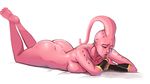  athletic big_breasts big_butt breasts butt buu crossgender dragon_ball feet female humanoid kid_buu liquid looking_at_viewer majin_buu monster mostly_nude pink_skin rhodesio simple_background solo toes wide_hips 