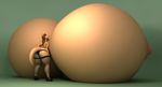  3d_(artwork) abigail_roo anthro anthroanim areola big_breasts big_butt breasts brown_hair butt clothing digital_media_(artwork) duo female hair huge_breasts huge_butt hyper hyper_breasts kangaroo mammal marsupial nipples simple_background smile solo wide_hips 
