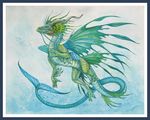  dragon feral horn jaxxblackfox male marine simple_background solo traditional_media_(artwork) watermark 