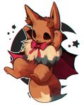  black_sclera bow cape clothed_pokemon eevee fang foxlett gen_1_pokemon halloween no_humans paws pokemon pokemon_(creature) solo tail 