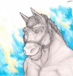  abstract_background anthro beard clothed clothing equine facial_hair halter horse kitrinoskittykat male mammal muscular muscular_male partially_colored pencil_(artwork) solo topless traditional_media_(artwork) tuballkain watercolor_(artwork) 