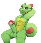  2016 anthro balls big_penis bubble_kitten17 chameleon condom condom_in_mouth green_penis humanoid_penis lizard nude penis pinup playtonic_games pose precum presenting presenting_penis reptile scalie seductive yooka yooka-laylee 