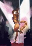  anthro clothing dancing female lingerie looking_at_viewer mammal pole pole_dancing red_panda solo standing stripper_pole traditional_media_(artwork) waffleirony 