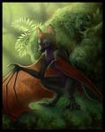  anthro bat crouching fur hair jaxxblackfox male mammal nude outside solo wings 