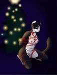  anthro areola bound breasts christmas christmas_tree featureless_crotch feline female holidays kneeling looking_at_viewer mammal nipples nude rope rope_bondage rope_harness smile solo tree waffleirony 