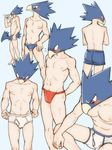 athletic avian blush boku_no_hero_academia boxer_briefs boxers_(clothing) briefs bulge clothed clothing flying_sweatdrops front_view fumikage_tokoyami fundoshi human hybrid japanese_clothing looking_at_viewer looking_back looking_down male mammal navel nipples pecs raised_arm rear_view sketch_page solo standing sweat sweatdrop thong topless torte underwear underwear_pull undressing 