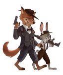  anthro canine disney female fox fur gun judy_hopps kilgaaarra lagomorph male mammal nick_wilde rabbit ranged_weapon smoking weapon zootopia 