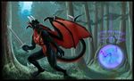  anthro dragon female horn jaxxblackfox melee_weapon nude outside solo standing sword weapon wings 