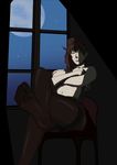  big_breasts black_legwear brown_eyes feet looking_at_viewer moon night pantyhose pov_feet sitting soles stormcaller umineko_no_naku_koro_ni ushiromiya_natsuhi 