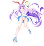  :d alternate_costume animal_ears armpits ball bare_arms bare_shoulders blue_skirt blush bunny_ears commentary_request field floating_hair full_body highres kou_(inaba) long_hair looking_away navel open_mouth panties pantyshot pantyshot_(standing) purple_hair racket red_eyes reisen_udongein_inaba shoes skirt sleeveless smile sneakers solo sportswear standing stomach tennis_ball tennis_racket tennis_uniform touhou underwear very_long_hair white_background white_panties 