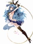  animal_ears arm_up armpits bad_id bad_pixiv_id blue_hair boots breasts brown_eyes brown_gloves butt_crack erune ferry_(granblue_fantasy) gloves granblue_fantasy high_heels highres holding holding_weapon long_hair looking_at_viewer medium_breasts sideboob smile solo thighhighs very_long_hair weapon whip yummy_yoi 