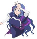  1girl blue_eyes blue_hair hair_ribbon sash simple_background solo super_robot_wars super_robot_wars_the_lord_of_elemental wendy_rasm_iknart white_background 