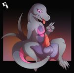  anal anal_masturbation anal_penetration animal_genitalia anthro anthrofied balls erection front_view gesture knot lizard looking_down luxuria male masturbation nintendo penetration penis pok&eacute;mon reptile salandit scalie sheath signature solo spread_legs spreading tail_masturbation tongue tongue_out video_games 