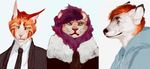  ambiguous_gender anthro canine clothed clothing feline fur group hair male mammal reykat simple_background smile 