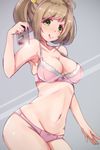  :q ahoge blush bow bow_bra bow_panties bra breasts cellphone green_eyes groin highres idolmaster idolmaster_cinderella_girls lace lace-trimmed_bra lace-trimmed_panties large_breasts long_hair mirror navel panties phone pink_bra pink_panties reflection ryuu. satou_shin self_shot smartphone smile solo thighs tongue tongue_out twintails underwear underwear_only white_bow 
