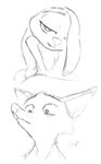  2016 anthro black_and_white canine disney duo english_text female fox half-closed_eyes judy_hopps lagomorph looking_at_viewer male mammal monochrome nick_wilde rabbit seductive sex simple_background text thewyvernsweaver white_background zootopia 