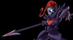  &lt;3 16:9 2015 anthro armor black_background blue_skin fish hair holding_object holding_weapon looking_at_viewer marine melee_weapon open_mouth plagueofgripes pointing polearm red_hair scalie sharp_teeth simple_background solo spear teeth undertale undyne video_games weapon 