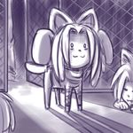  2015 clothed clothing fence group monochrome plagueofgripes purple_and_white shadow solo_focus temmie_(undertale) undertale video_games 