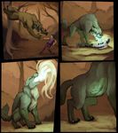  absorption_vore ambiguous_gender canine glowing glowing_eyes human male mammal soul_vore swallowing vore vorelord wolf 