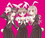  animal_ears bunny_ears chibi fukuzawa_yumi maria-sama_ga_miteru school_uniform seifuku serafuku shimazu_yoshino toudou_shimako usagimimi 