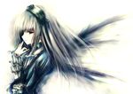  abudala dress frills gothic hairband long_hair purple_eyes rozen_maiden silver_hair solo suigintou wings 