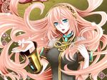  blue_eyes headset long_hair megurine_luka petals pink_hair solo vocaloid wool_(kurokrkr) 