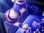  akashio_(loli_ace) blue_hair christmas closed_eyes gift hat hinanawi_tenshi multiple_girls nagae_iku red_eyes shawl sleeping touhou wallpaper 