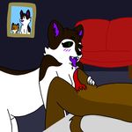  anthro breasts canine cum female fox fur green_eyes ivysaurite licking male mammal multicolored_fur mustelid nude otter overweight penis saliva sex slightly_chubby snowstar sofa spread_legs spreading tongue tongue_out two_tone_fur wolf 